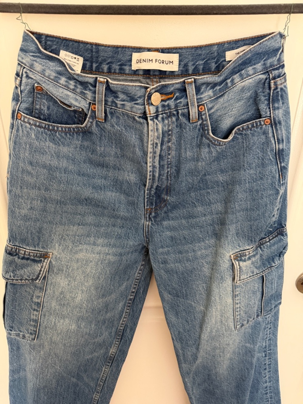 Denim Forum Light Blue Cargo Jeans with Side Pockets